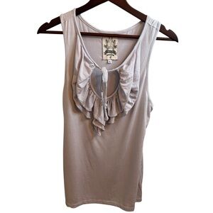 Lilac Ruffled Tie Front Sleeveless Tank Top